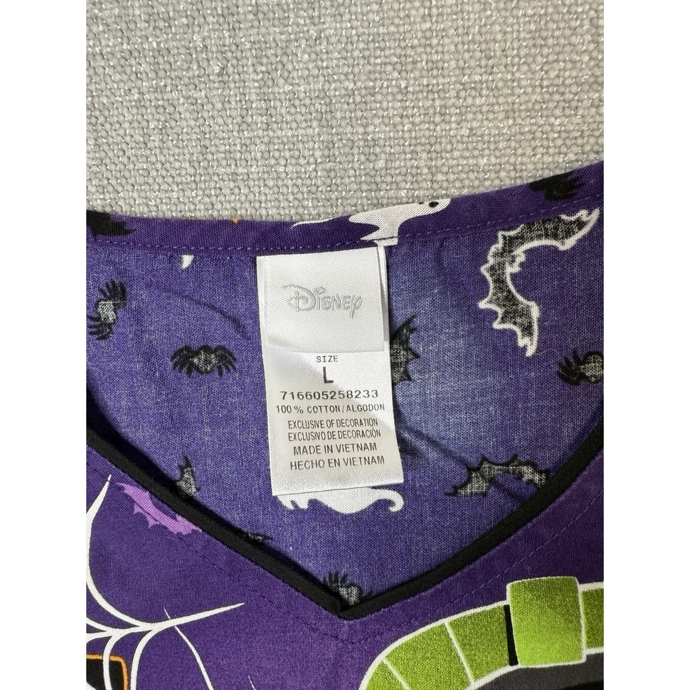 Disney Mickey Mouse Halloween Purple SIZE LARGE Nurse Scrub Top Uniform - Picture 3 of 6